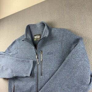 Stio Jacket Men's L Blue Wilcox Fleece Full Zip Sweater Athene Logo Hiking Gorp